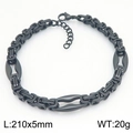 Bracciale a catena bizantina nera in acciaio inossidabile da 5mm per uomo e donna - Stile A (KB209970-ZCG) / Nero