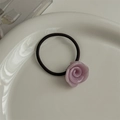 Pink purple rose flower hair tie with a durable black high-elastic rubber band - Light Pink