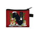 Christmas letter N printed coin purse with festive holiday decor and black zipper - Letter N