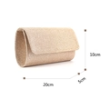 Elegante bolso de mano con purpurina oro champán con solapa de sobre y cadena - Champán