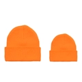Parent-child matching knitted beanie set in vibrant orange for autumn and winter warmth - Orange