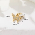 14K gold butterfly pendant with colorful zircons, measuring 13mm by 14mm size - 14K Gold-h-12577