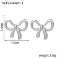 Minimalist silver butterfly bow stud earrings with 1.4cm height in polished finish - HE45394AW0-1 Silver Classic Bow