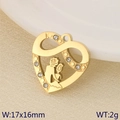 Golden heart pendant with silhouette and rhinestones, 17x16mm jewelry accessory - Heart Hollow Figure (KLJ9565-ZLA)