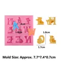 Pink silicone Halloween letter mold with bat and wizard hat shapes, 7.7x7.4cm size - Style 6-Halloween Letters