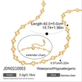 Detail der 18K vergoldeten Kleeblatt-Halskette aus Edelstahl mit 40+5 cm Länge und Textur - Hohles Kleeblatt-Stil (JDN0210003)