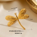Golden stainless steel dragonfly ring featuring a hammered texture and 1.7cm inner diameter - Dragonfly Shape (1612)