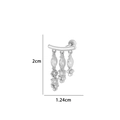 Silver earring with three marquise and round zircon tassels, size 2cm by 1.24cm - 6# Silver - Multiple Tassel Zircon Drop
