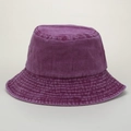 Retro washed purple cotton bucket hat with distressed vintage finish and sun protection - M (56-58cm) / Purple