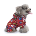 Waterproof red dog raincoat with animal prints and four-leg design for full protection - Lion Four-Legged Raincoat (YY37)