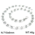 Silver stainless steel chain necklace with knot links, 710mm length and 6mm width - Necklace / 71cm / Steel