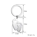 Detailed dimensions of stainless steel baby feet keychain with 25mm ring and 30mm pendant - Steel Footprint (BYSQ005)