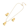 Golden butterfly wing jewelry set with green oval gemstones and stainless steel chain - Butterfly Wing Style (2# Wings)