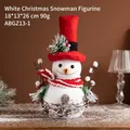 White foam Christmas snowman doll with red hat and scarf in woven base decor - Red Hat Snowman Style A