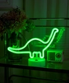 Green dinosaur LED neon light with white base for bedroom or desktop decoration - Dinosaur-2 (Green) With Base