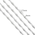Cadena de eslabones de rombo geométrico en acero inoxidable plateado, 12mm x 4mm - 1 Metro (19g) / Color Acero