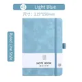 A5 light blue leather notebook with elastic closure and side pen holder strap - Light Blue / A5
