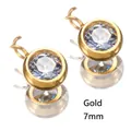 Golden 7mm round zircon pendant with stainless steel bezel and twisted loop detail - 7mm / Gold