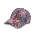 Lace baseball cap with colorful floral embroidery and breathable summer fabric finish - Plain Lace Style / Purple