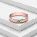 Anello minimalista in acciaio inossidabile oro rosa con pietra di nascita verde - US 6 / Oro rosa