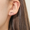 Minimalist silver heart stud earrings featuring a textured rope twist design for men - Twisted Texture Heart Studs
