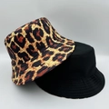Classic leopard print and plain black cotton bucket hats for unisex outdoor sun protection - M(56-58cm) / Dark Brown Leopard Print (2#)