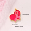 Pendentif cœur en émail ruban rose plaqué or pour sensibilisation au cancer du sein - Style Ruban Coeur Rose Foncé (A0390玫红爱心丝带)