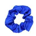 Blue satin silk scrunchie with smooth shiny texture and elastic fabric for women - Azure Blue