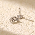 S925 sterling silver Cancer constellation flat back ear stud with a clear zircon stone - Silver (Cancer)