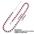 Silver-plated heart necklace featuring red cubic zirconia stones on a white background - Red Heart (Silver Base) (N00286YDH)