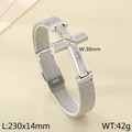 Silver stainless steel mesh watchband bracelet featuring a sparkling cz cross pendant - Cross Mesh Strap Style / Steel
