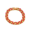 Bracciale cubano dorato hip hop con smalto rosa e micro-cristalli lucenti incastonati - KC Oro Rosa