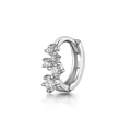 Silver S925 sterling silver hoop earrings with four graduated round cubic zirconia stones - Silver Single - Cartilage Piercing Hoop