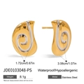 Gedetailleerd beeld van de tweekleurige 18K goud en zilveren oorbellen met afmetingen - Spiraal Geometrische Tweekleurige Stijl (JDE0103048-PS)