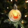 Addobbo natalizio a forma di lampadina con renna, altezza 11 cm, luci LED calde - Lampadina Babbo Natale (Stampa Sci) / Con Batteria a Bottone