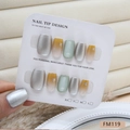 Set unghie finte press-on con finitura occhio di gatto argento e sfumatura con stelle - Stile Occhio di Gatto Sfumato con Stelle (FM119-XS)
