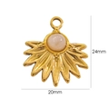 Böhmischer Sonnenstrahl-Anhänger in Gold mit rosa Stein und 24 mm Abmessungen - Weißer Jade