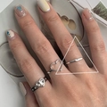 Three-piece silver 925 stackable rings featuring heart cutouts and minimalist bands - J2160 Heart Buckle 3-piece Set