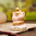 Oriental style pink hand holding golden gourd resin figurine on white cloud base - 1223-1 Gourd Hand