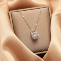 Elegant silver necklace featuring a bow-knot pendant with a round white pearl - 15# Xl1900-6 Bow Pearl Necklace