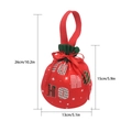 Red Christmas drawstring gift bag with HO HO HO print and green top edge 15x13cm - Colorful HO HO HO Style