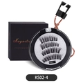 Magnetic lashes set KS02-4 with 4 pairs of 3D thick eyelashes and rose gold applicator - KS02-4 with Quantum Tweezer