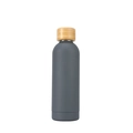 Gourde de sport gris foncé en acier inoxydable 304 mat avec bouchon en bois - Gris