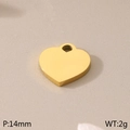 Pendentif cœur doré poli 14mm accessoire bijoux en acier inoxydable de poids 2g - Pendentif Coeur à Trou Rond(KLJ8576-Z)