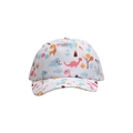 Kids baseball cap featuring colorful cartoon dinosaur prints on white cotton fabric - White Base Dinosaur