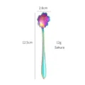 Iridescent stainless steel cherry blossom spoon with dimensions 12.5cm by 2.8cm - Iridescent Cherry Blossom
