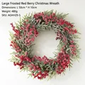 Christmas wreath with artificial snow needles and red berries, 50cm diameter large size - Large / 50CM Red Berry Snowy Wreath
