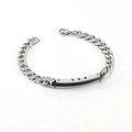 Pulsera cubana de acero plateado con placa de esmalte negro y detalles de corazones calados - Placa Corazón Esmalte Negro / Acero y Negro