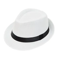Cappello di paglia bianco classico con nastro nero da uomo per protezione solare esterna - 58cm / Bianco