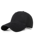 Classic pure black baseball cap with curved brim and solid fabric texture on white background - Black